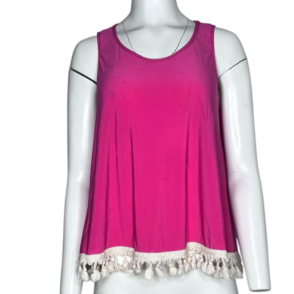 Judith March Pink Sleeveless Top with Tassel Hem sz Small